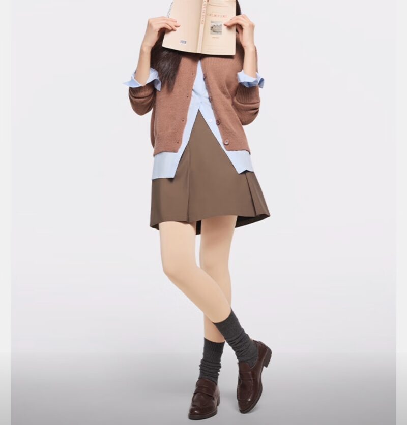 Flesh-toned thermal shaping slim-fit leggings - Image 3