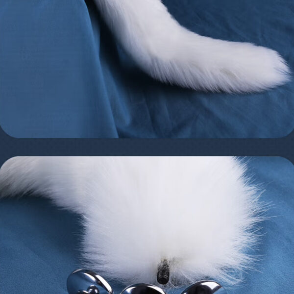 "Fox Tail Anal Plug with 3 Interchangeable Metal Heads"